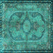 Square Medallion Turquoise Traditional Rug, tr4814turq