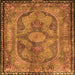 Serging Thickness of Medallion Orange Traditional Rug, tr4814org