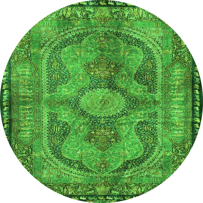 Machine Washable Medallion Green Traditional Area Rugs, wshtr4814grn