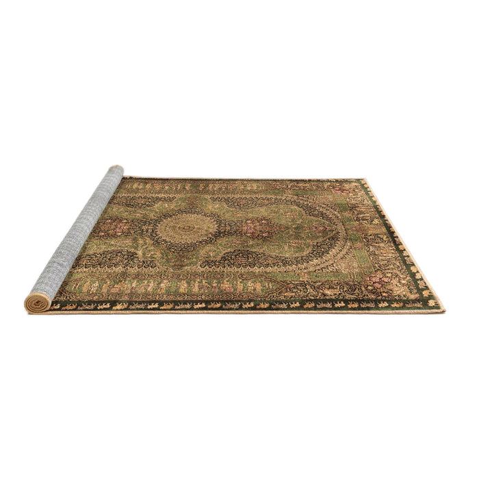 Sideview of Machine Washable Medallion Brown Traditional Rug, wshtr4814brn