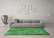 Machine Washable Medallion Emerald Green Traditional Area Rugs in a Living Room,, wshtr4814emgrn