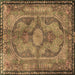 Square Medallion Brown Traditional Rug, tr4814brn