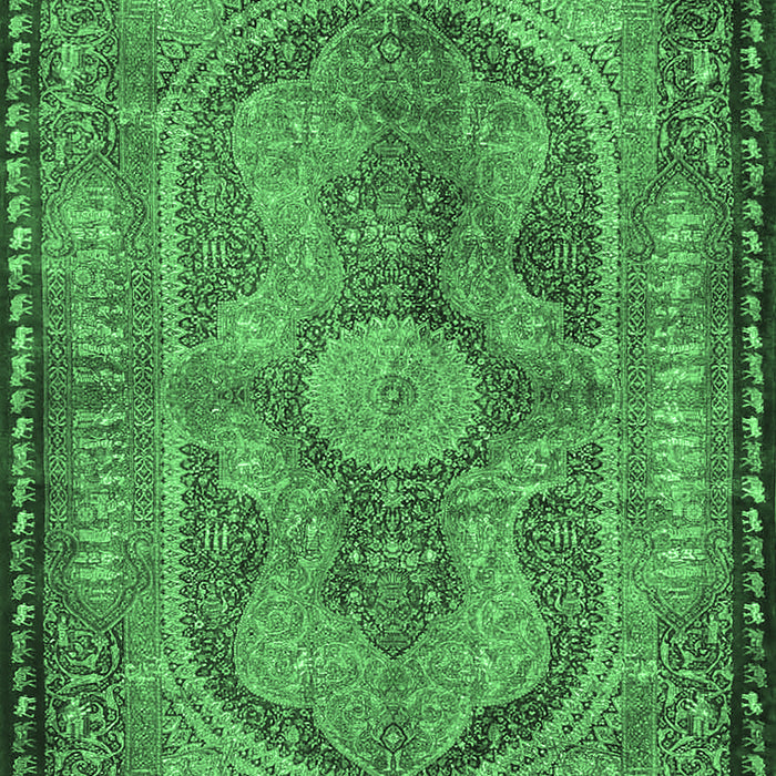 Medallion Emerald Green Traditional Rug, tr4814emgrn