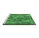 Sideview of Machine Washable Medallion Emerald Green Traditional Area Rugs, wshtr4814emgrn
