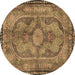 Round Medallion Brown Traditional Rug, tr4814brn