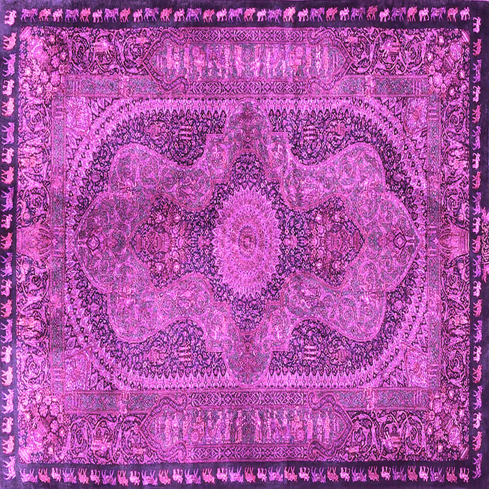Square Machine Washable Medallion Pink Traditional Rug, wshtr4814pnk