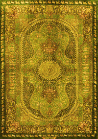 Medallion Yellow Traditional Rug, tr4814yw