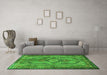 Machine Washable Medallion Green Traditional Area Rugs in a Living Room,, wshtr4814grn