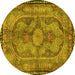 Round Medallion Yellow Traditional Rug, tr4814yw