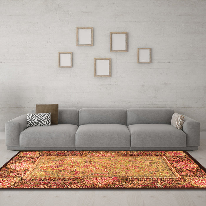 Machine Washable Persian Orange Traditional Area Rugs in a Living Room, wshtr4815org