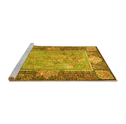 Sideview of Machine Washable Persian Yellow Traditional Rug, wshtr4815yw