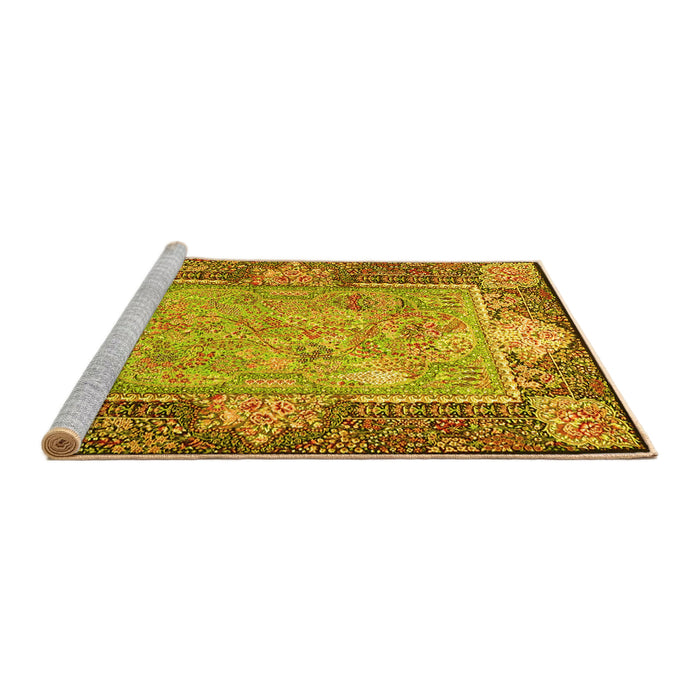 Sideview of Machine Washable Persian Yellow Traditional Rug, wshtr4815yw