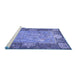 Sideview of Machine Washable Persian Blue Traditional Rug, wshtr4815blu