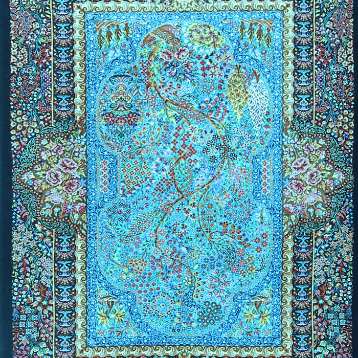 Machine Washable Persian Light Blue Traditional Rug, wshtr4815lblu