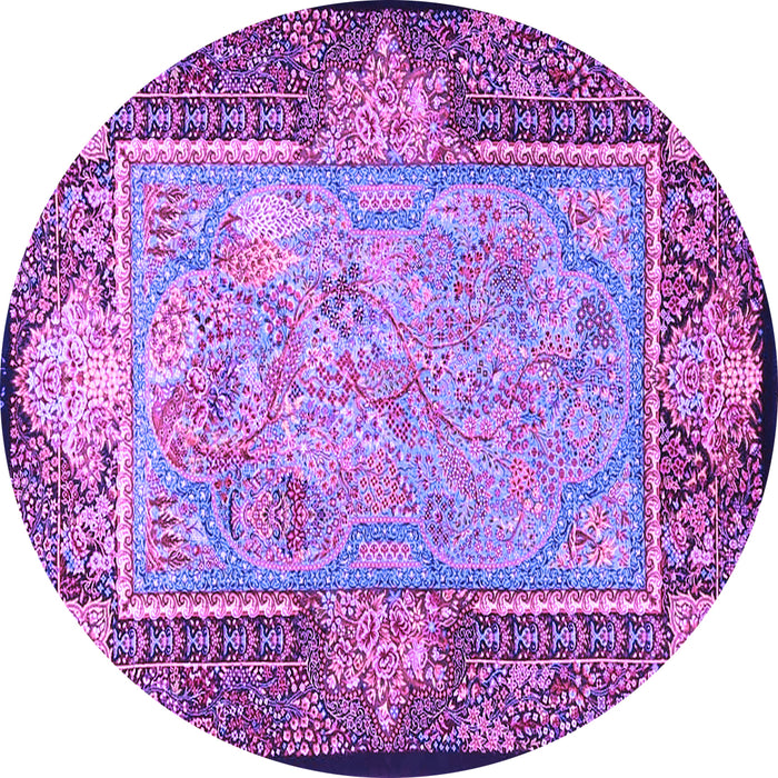 Round Machine Washable Persian Purple Traditional Area Rugs, wshtr4815pur