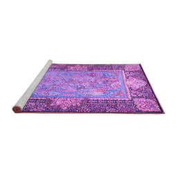 Sideview of Machine Washable Persian Purple Traditional Area Rugs, wshtr4815pur