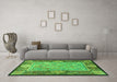 Machine Washable Persian Green Traditional Area Rugs in a Living Room,, wshtr4815grn