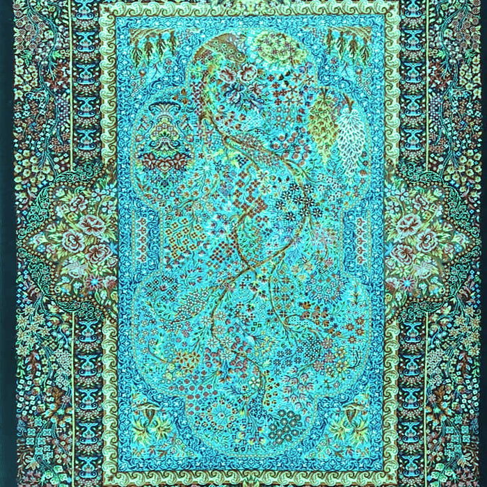 Machine Washable Persian Turquoise Traditional Area Rugs, wshtr4815turq