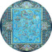 Round Persian Light Blue Traditional Rug, tr4815lblu