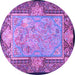 Round Persian Purple Traditional Rug, tr4815pur