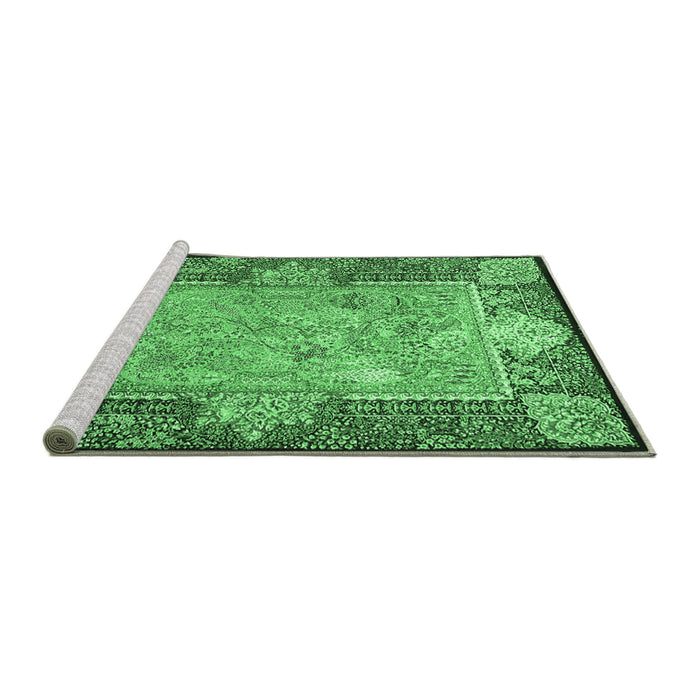 Sideview of Machine Washable Persian Emerald Green Traditional Area Rugs, wshtr4815emgrn