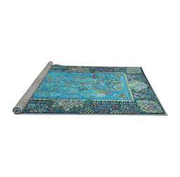 Sideview of Machine Washable Persian Light Blue Traditional Rug, wshtr4815lblu