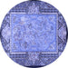 Round Persian Blue Traditional Rug, tr4815blu