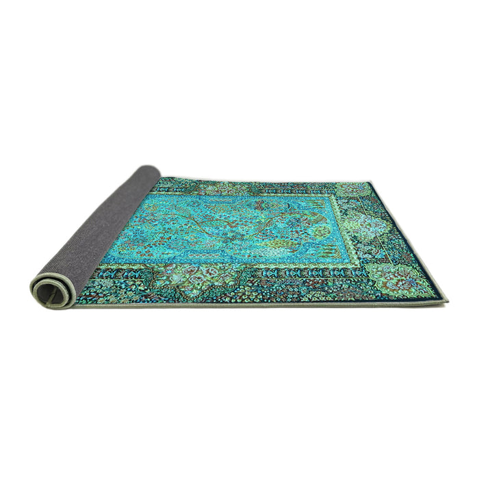 Sideview of Persian Turquoise Traditional Rug, tr4815turq