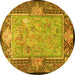 Round Persian Yellow Traditional Rug, tr4815yw