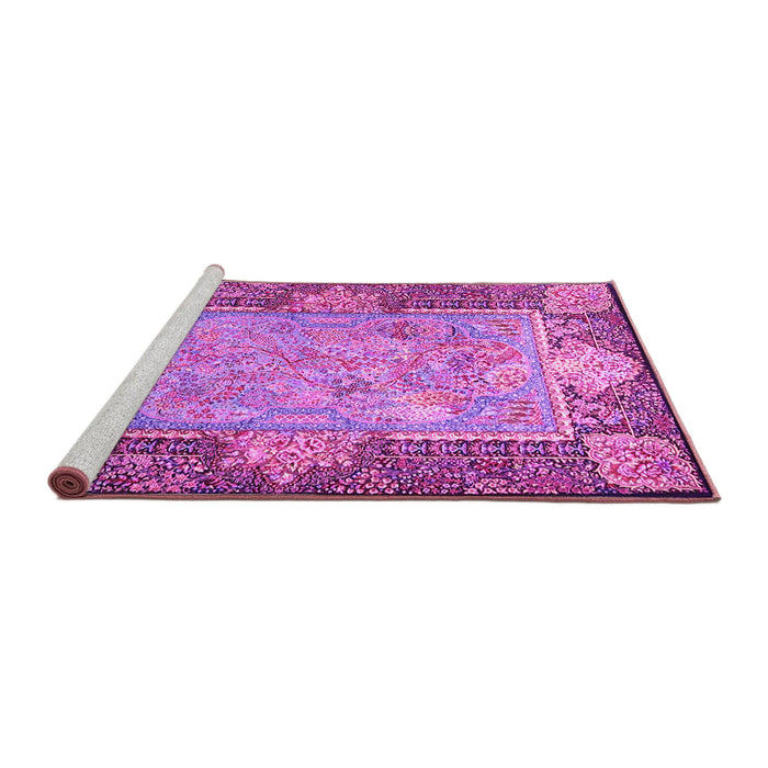 Sideview of Machine Washable Persian Pink Traditional Rug, wshtr4815pnk