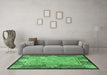 Machine Washable Persian Emerald Green Traditional Area Rugs in a Living Room,, wshtr4815emgrn
