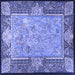 Square Machine Washable Persian Blue Traditional Rug, wshtr4815blu
