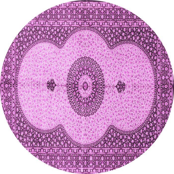 Round Medallion Pink Traditional Rug, tr4816pnk