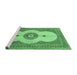 Sideview of Machine Washable Medallion Emerald Green Traditional Area Rugs, wshtr4816emgrn