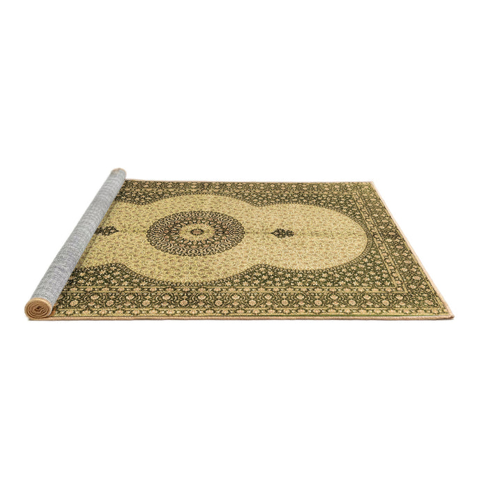 Sideview of Machine Washable Medallion Brown Traditional Rug, wshtr4816brn