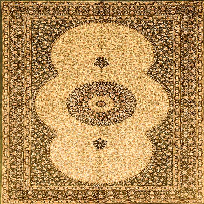 Round Machine Washable Medallion Orange Traditional Area Rugs, wshtr4816org