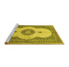 Sideview of Machine Washable Medallion Yellow Traditional Rug, wshtr4816yw