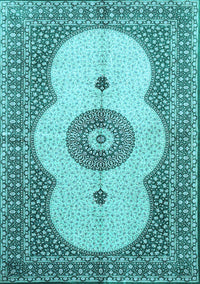 Medallion Light Blue Traditional Rug, tr4816lblu