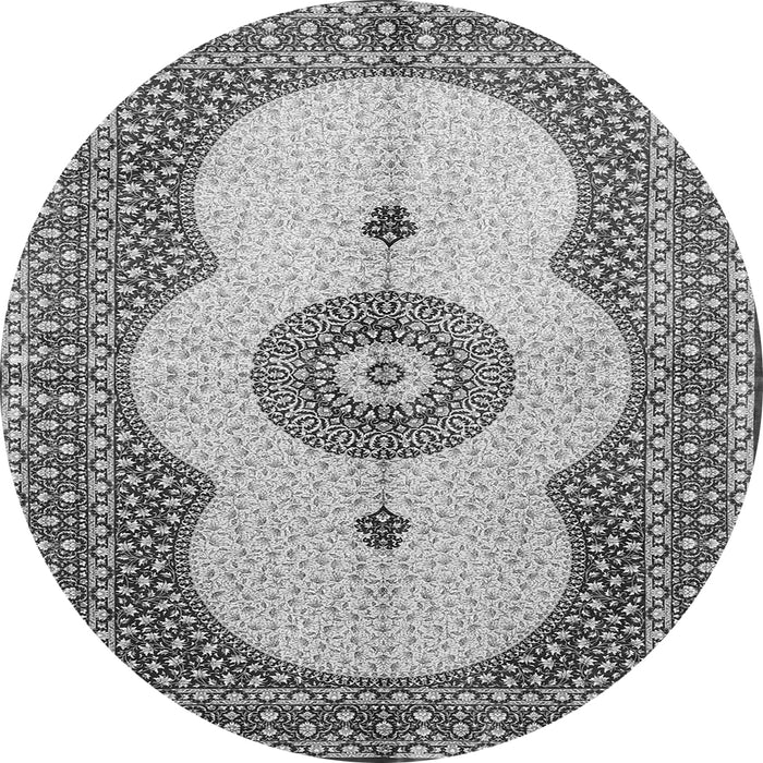 Machine Washable Medallion Gray Traditional Rug, wshtr4816gry