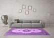 Machine Washable Medallion Purple Traditional Area Rugs in a Living Room, wshtr4816pur