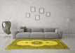 Machine Washable Medallion Yellow Traditional Rug in a Living Room, wshtr4816yw