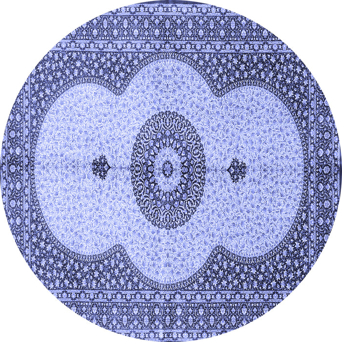 Round Medallion Blue Traditional Rug, tr4816blu