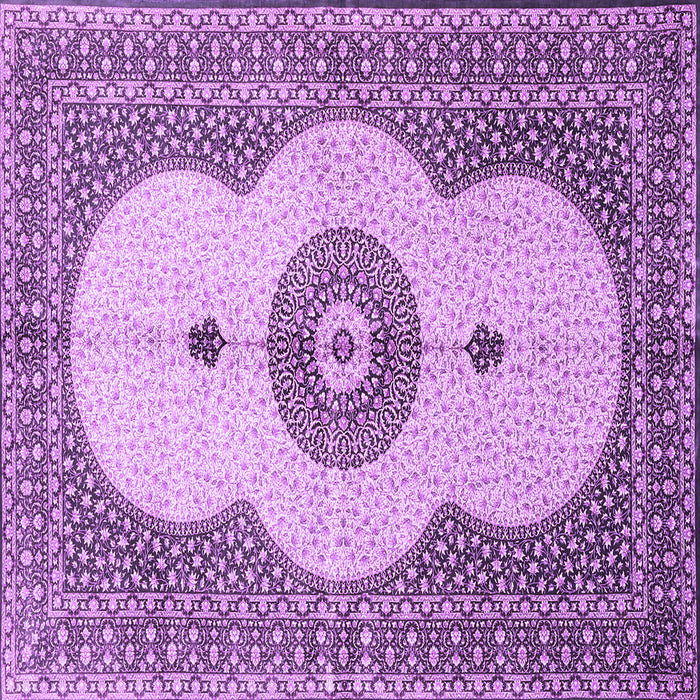 Square Machine Washable Medallion Purple Traditional Area Rugs, wshtr4816pur