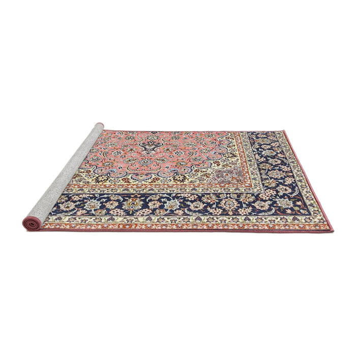 Sideview of Machine Washable Traditional Rose Pink Rug, wshtr4817