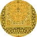 Round Persian Yellow Traditional Rug, tr4817yw