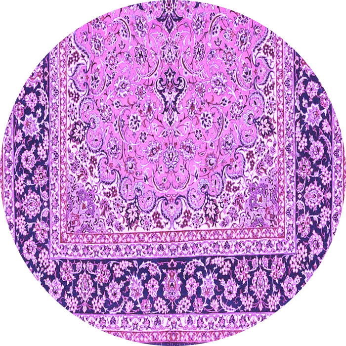 Round Machine Washable Persian Purple Traditional Area Rugs, wshtr4817pur
