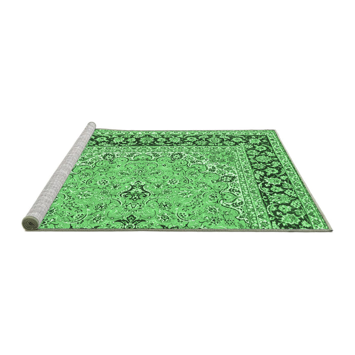 Sideview of Machine Washable Persian Emerald Green Traditional Area Rugs, wshtr4817emgrn