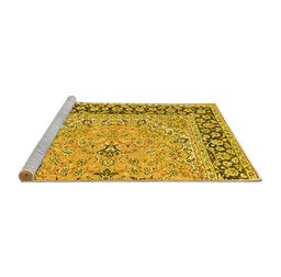 Sideview of Machine Washable Persian Yellow Traditional Rug, wshtr4817yw
