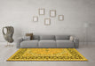 Machine Washable Persian Yellow Traditional Rug in a Living Room, wshtr4817yw