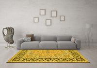 Machine Washable Persian Yellow Traditional Rug, wshtr4817yw